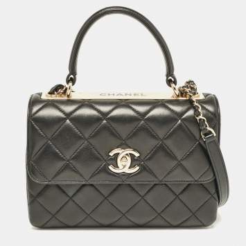 Pre Owned Chanel Black Quilted Leather Small Trendy CC Top Handle Bag
