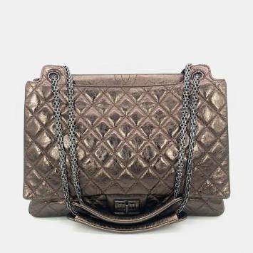 Chanel Metallic Bronze Quilted Leather Classic Flap Shopping Tote