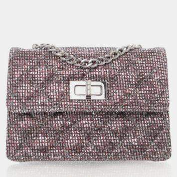 Pre Owned Chanel Mini Glitter Canvas Mademoiselle 2.55 Flap Bag