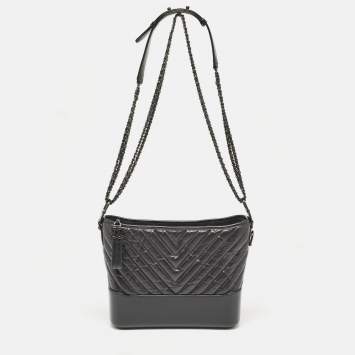 Chanel Black Quilted Aged Leather Medium Gabrielle Hobo