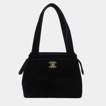 Pre Owned Chanel Black Velvet Turnlock Handbag
