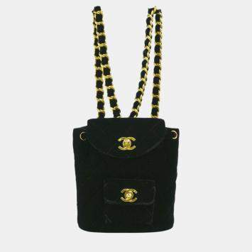 Chanel Black Velvet Small Duma Backpack  