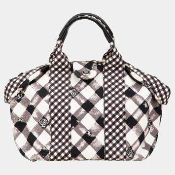 Chanel Black White Canvas Gingham Bag