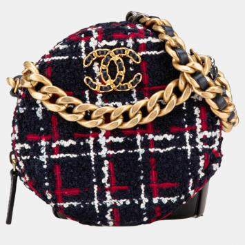 Chanel Multicolor Tweed 19 Round Clutch with Chain
