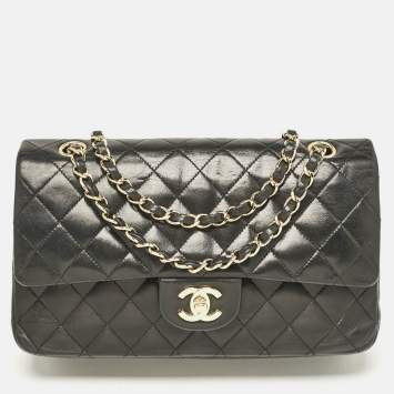 Chanel Black Quilted Leather Medium Classic Double Flap Bag