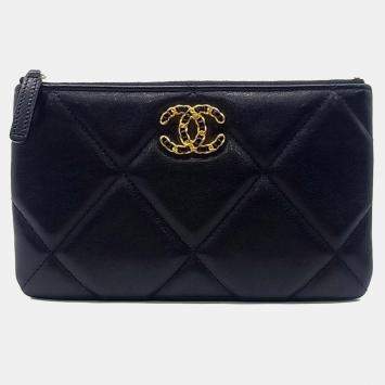 Chanel Black Leather 19 Small Pouch