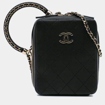 Chanel Black Stitched Calfskin Cup Of Tea Vanity Case Bag