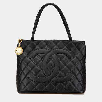 Pre Owned Chanel Black Caviar Medallion Tote