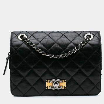 Pre Owned Chanel Black Quilted Calfskin Day Trip Flap Bag