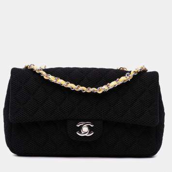 Pre Owned Chanel Black Medium Classic Mesh Single Flap Bag