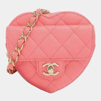 Chanel Pink Leather In My Heart CC Shoulder Bag