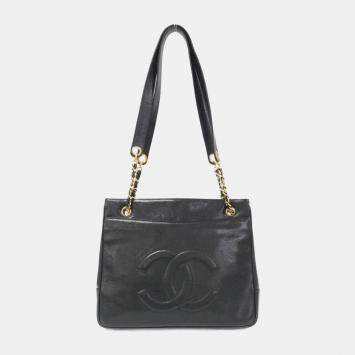 Pre Owned Chanel Black Leather CC Shoulder Bag