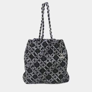 Pre Owned Chanel Black Canvas Shoulder Bag