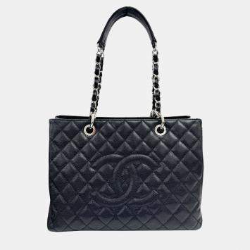 Pre Owned Chanel Black Caviar Leather Grand Shopping Chain Tote Bag