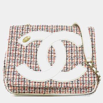 Pre Owned Chanel Multicolor Tweed CC Mania Flap Bag
