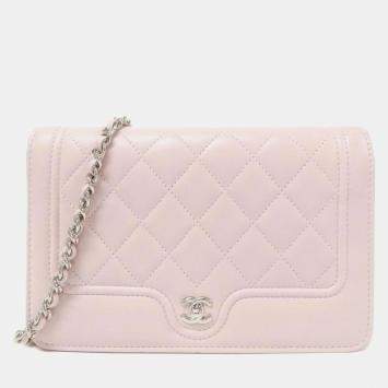 Chanel Pink Lambskin CC Chain Wallet