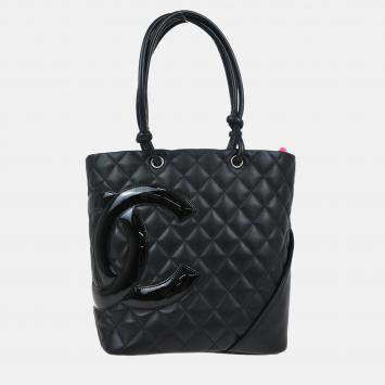 Pre Owned Chanel Black Leather Cambon Ligne Tote Bag