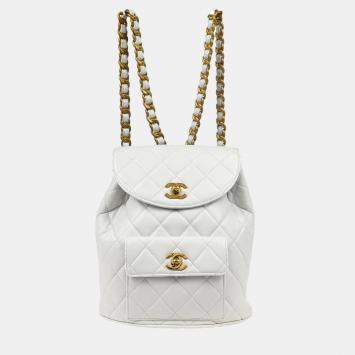 Chanel White Lambskin Duma Backpack
