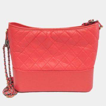 Pre Owned Chanel Coral Red Leather Gabrielle Hobo Bag