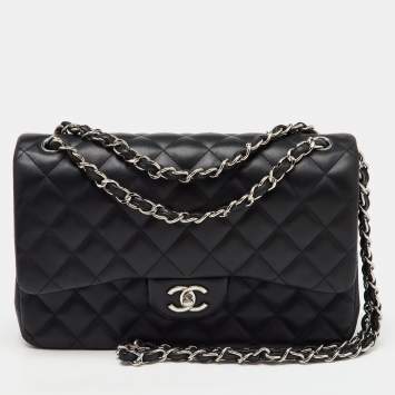 Chanel Black Quilted Leather Large Classic Double Flap Bag