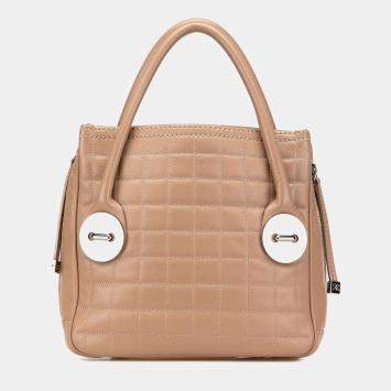 Chanel Brown Choco Bar Caviar Button Handbag