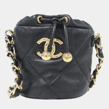 Chanel Black Calfskin Pillow Crush Clutch With Chain 