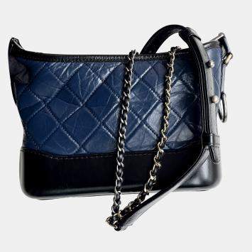 Chanel Blue and Black Leather Gabrielle Small Bag