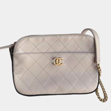 Pre Owned Chanel Ivory White Camera Shoulder Bag