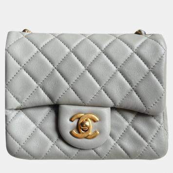 Pre Owned Chanel Grey Square Mini Shoulder Bag 