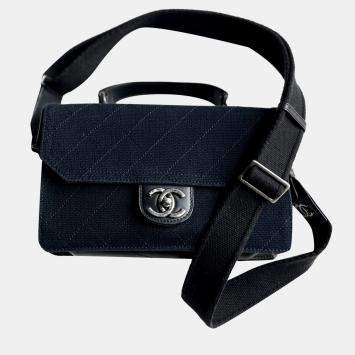 Chanel Navy and Black Canvas Salzburg Tote Bag
