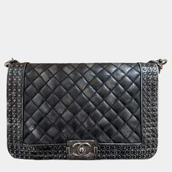 Pre Owned Chanel Distressed Studded Le Boy Shoulder Bag