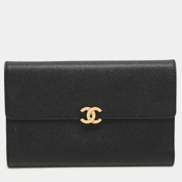 Chanel Black Leather Vintage CC Flap Wallet