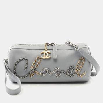 Pre Owned CHANEL Shoulder Bag Gray