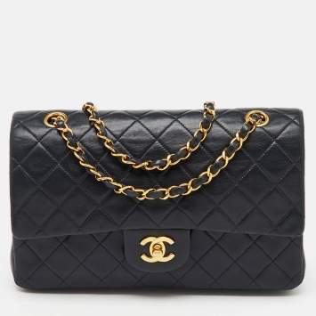 Chanel Black Quilted Leather Medium Classic Double Flap Bag