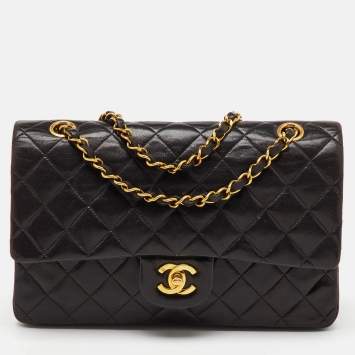 Pre Owned Chanel Black Quilted Leather Medium Classic Double Flap Bag