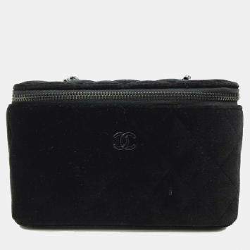 Pre Owned Chanel Black Velvet Vanity crossbody Bag