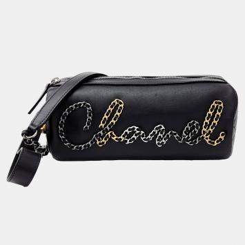 Pre Owned Chanel Black Leather chain bowling bag