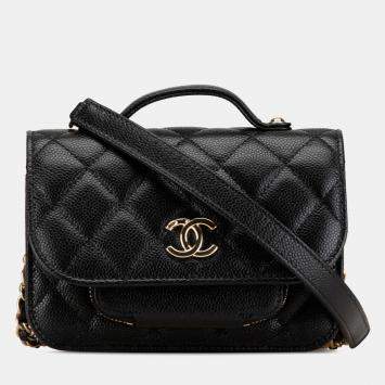 Chanel Black Mini Caviar Business Affinity Top Handle Bag