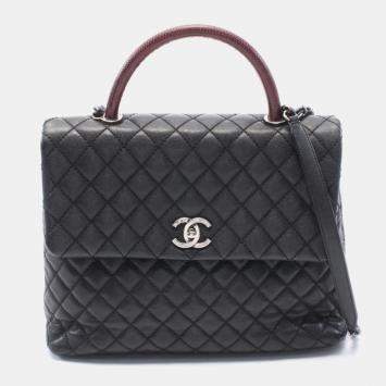Pre Owned Chanel Caviar Leather Matelasse Coco Handle Top Handle Bag