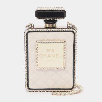Pre Owned Chanel Leather Perfume Box No.5 Coco Mark Chain Crossbody Shoulder Bag