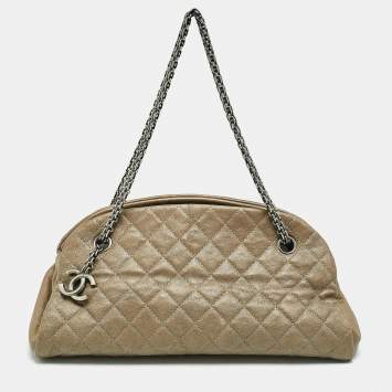 Chanel Olive Green Quilted Caviar Medium Just Mademoiselle Bowler Bag