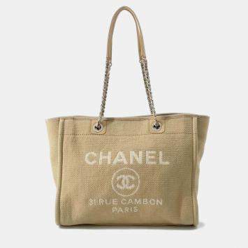 Pre Owned Chanel Beige Canvas Deauville Tote Bag