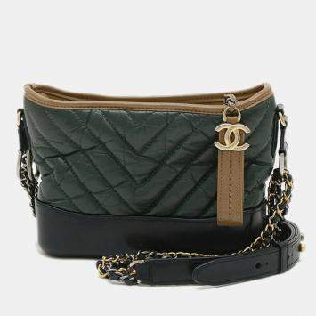 Pre Owned Chanel Green Leather Gabriel De Hobo Small Shoulder Bag
