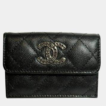 Chanel Black Leather Coco Small Flap Wallet 