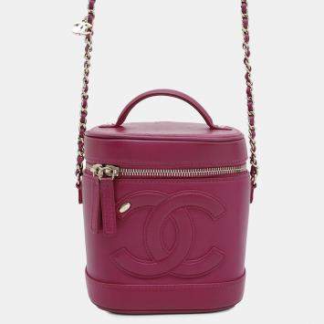 Pre Owned Chanel Lambskin CC Logo Vanity Chain Shoulder Bag 