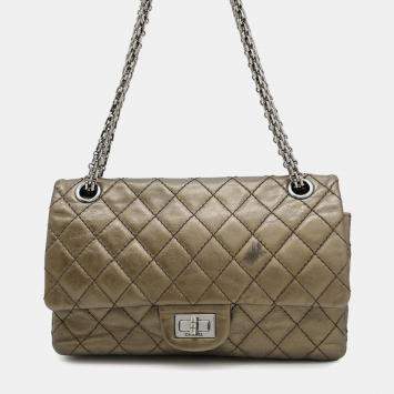 Pre Owned Chanel 2.55 Chain shoulder Bag Bronze Leather