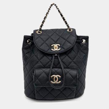 Chanel Black Leather Caviar Backpack