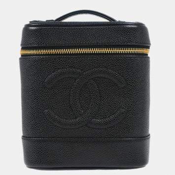 Chanel Black Caviar Leather Timeless Vanity Bag