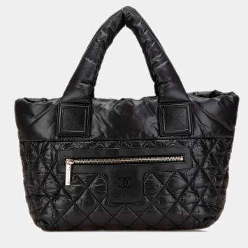 Pre Owned Chanel Black Small Quilted Nylon Coco Cocoon Tote