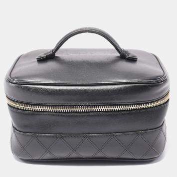 Chanel Black Leather Bicolole Vanity Bag